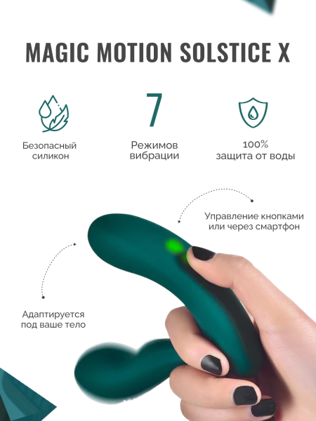 861142 - Массажер простаты Magic Motion Solstice X бирюзовый | Казанова 69
