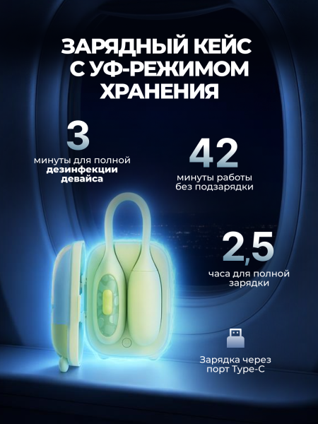 150638 - Вибратор 2в1 BeYourLover Magic Suitcase с бесконтактным клиторальным стимулятором, зеленый | Казанова 69