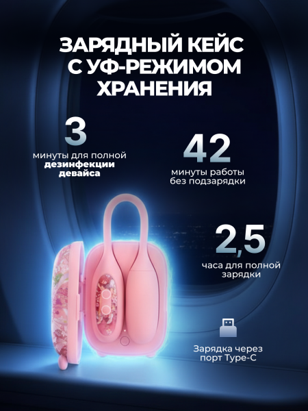 150637 - Вибратор 2в1 BeYourLover Magic Suitcase с бесконтактным клиторальным стимулятором, розовый | Казанова 69