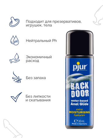 11760 - Смазка pjur Back Door Moisturizing на водной основе, с гиалуроном, 30 мл | Казанова 69