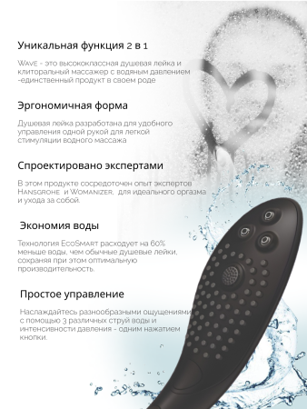 26807670 - Насадка для душа Womanizer Wave черная | Казанова 69