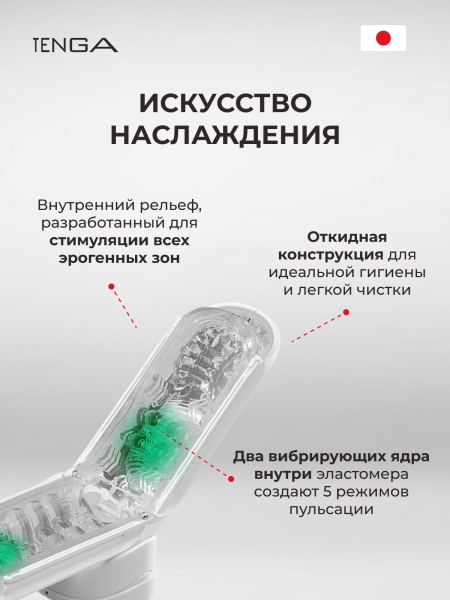 TFZ-101 - Мастурбатор Tenga Flip Zero с вибрацией, белый | Казанова 69