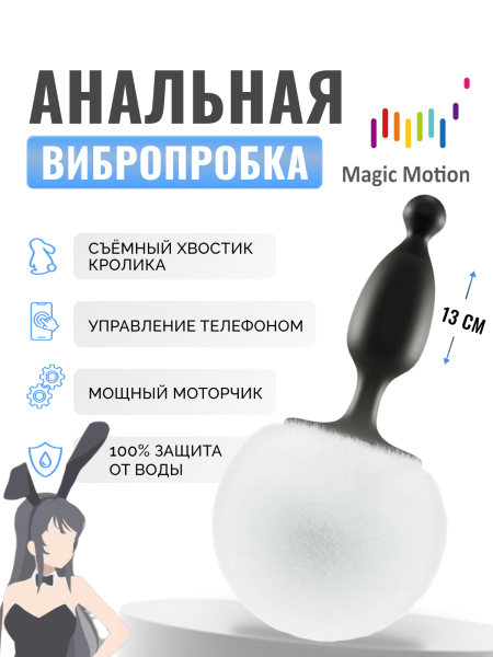 861148 - Анальный вибратор Magic Motion Bunny черный | Казанова 69