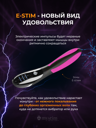 46862 - Вибратор Mystim Electric Eric с электростимуляцией, черный | Казанова 69