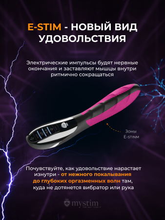 46872 - Вибратор Mystim Sizzling Simon с электростимуляцией, черный | Казанова 69