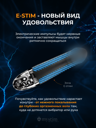 46542 - Вибратор Mystim Real Deal Neal с электростимуляцией, черный | Казанова 69