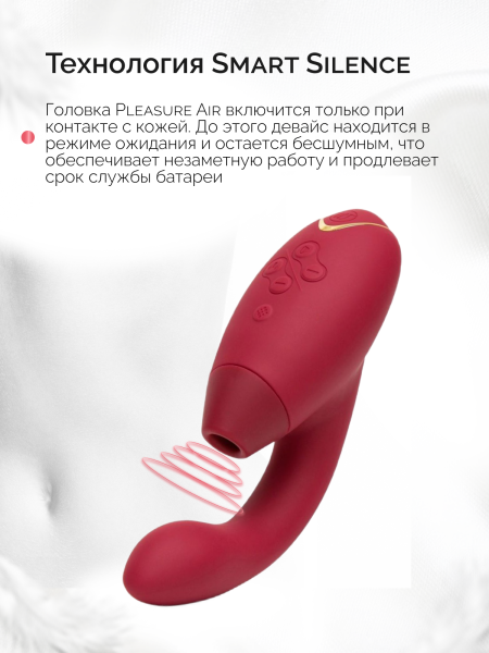 WZ142SG7 - Бесконтактный клиторальный стимулятор Womanizer Duo 2 бордовый | Казанова 69